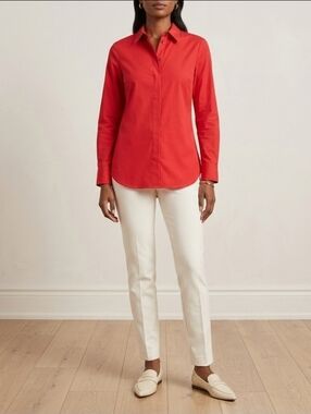 Theory Bright Red Button Up Dress Shirt